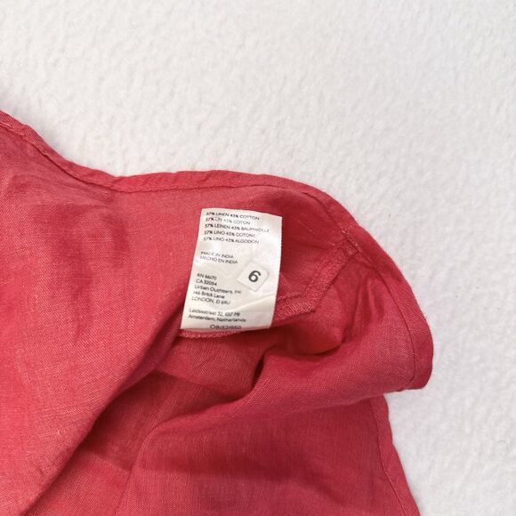Maeve Anthropologie Top Size Medium Pink Linen Blend Button Front Shirt Casual - Picture 7 of 10